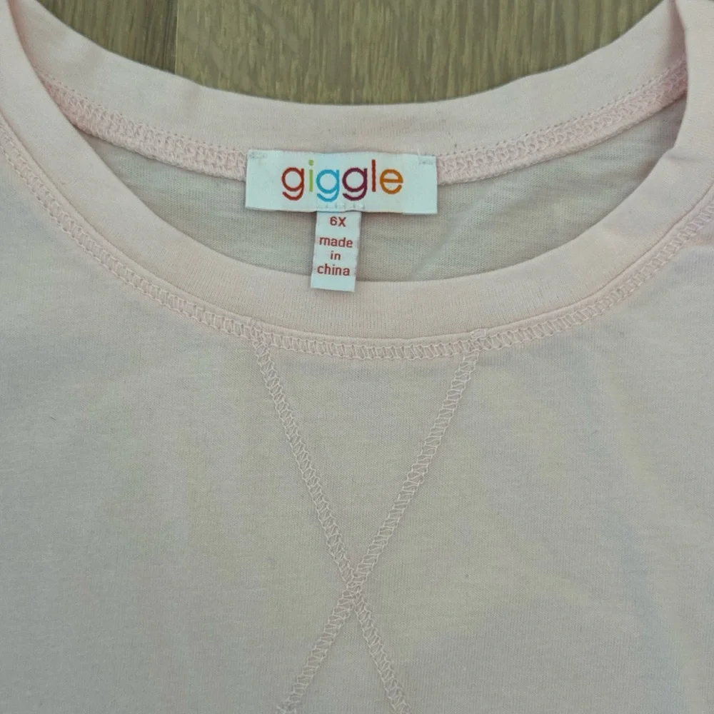 NWT GIGGLE Kids Light Pink Girls Tee Shirt - Size 6X